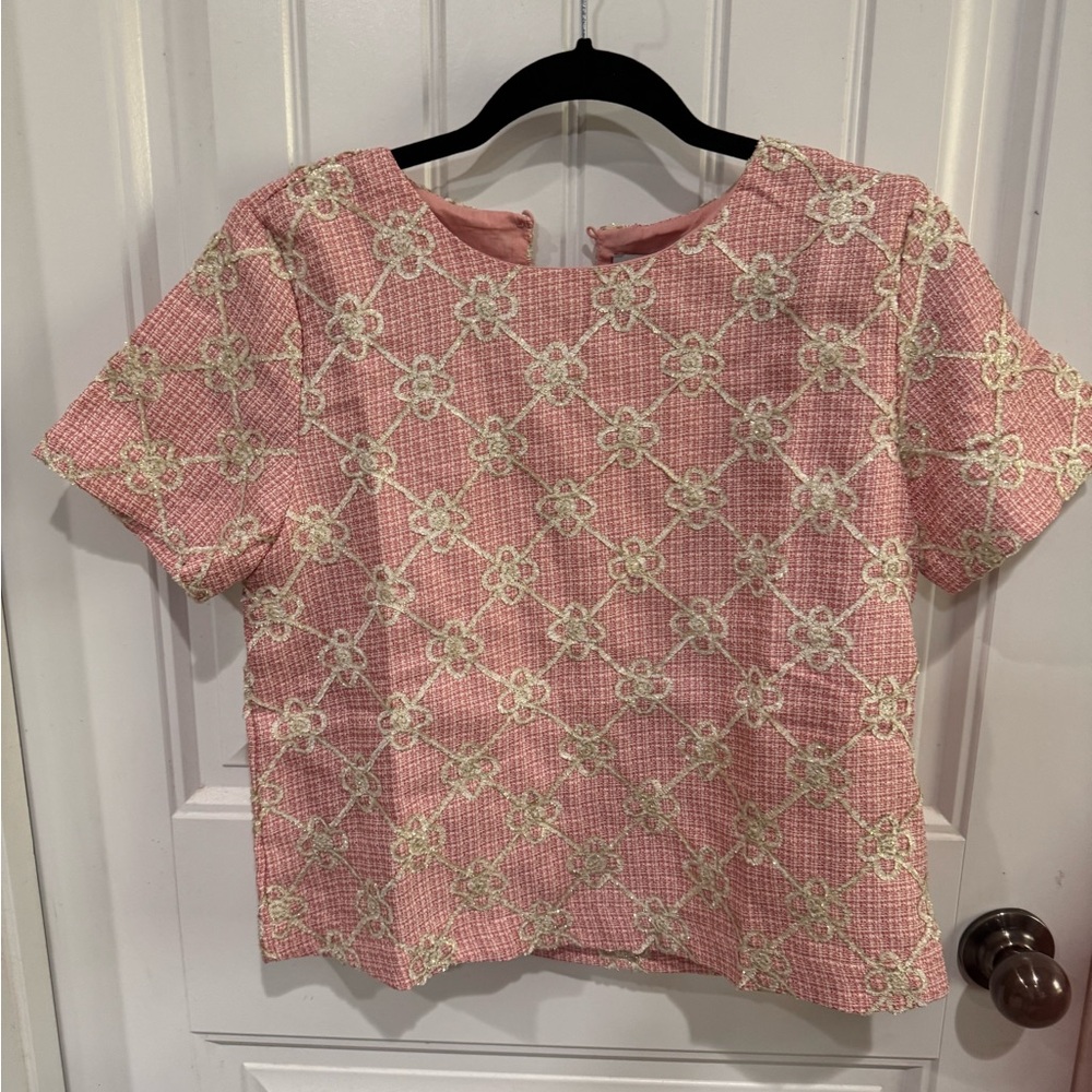 Pink Lace Overlay Women's Top